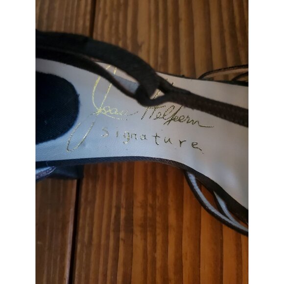 Vintage Made In Italy Brown Fabric Strappy Block Heel Shoes 8.5 - Picture 3 of 9